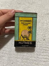 McConnon's Pure Ground Spice Nutmeg Paper Label Spice Tin As Seen MN picture