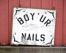 Vintage Beauty Shop trade sign Hair Nails wig ladies bathroom wood antique picture