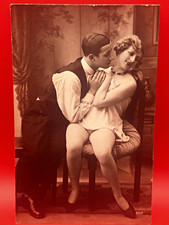 1920s French Risque Real Photo RPPC Flapper & Lover Couple #857 Plain Back picture