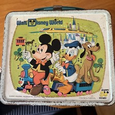 Vintage 1970s Walt Disney World Aladdin Metal Lunch Box HAPPY 50 YEARS picture