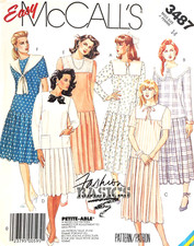 1980's McCall's Misses' Dress Pattern 3487 Size 14 UNCUT picture