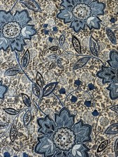 Manuel Canovas - Embroidered Floral Indigo Fabric 3 1/2 Yards picture