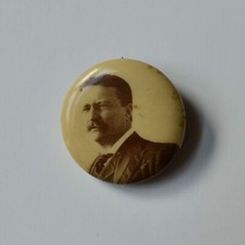 Antique Theodore Teddy Roosevelt Campaign Pin Mini Photo Jewelry Mfg. Chicago picture