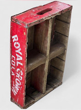 Royal Crown Cola Vintage Wooden Soda Bottle Crate Carrier~ Red picture