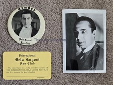 BELA LUGOSI Original Fan Club Pin/Membership Card & Fan Club Photo-1960s-RARE picture