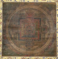 Real Rare Tibet Tibetan 18th Century Old Antique Buddhist Tangka Thangka Mandala picture
