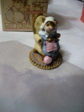 Wee Forest Folk super 1981 Annette Peterson mouse knitting in chair SIGNED NEW picture