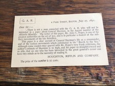 General Sherman Civil War 1891 GAR Notice of Biography in Atlantic Monthly  picture