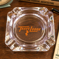 TraveLodge Glass Ashtray VINTAGE Motel Sleepy Bear Travel Lodge Motel Logo picture