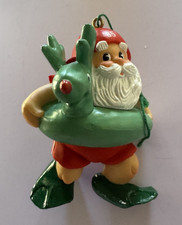 Vintage Hallmark 1985 Santa In Pool Floatie Reindeer Christmas Holiday Ornament picture