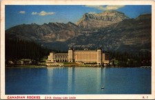 Vintage Linen Postcard C.P.R. Chateau Lake Louise Canadian Rockies picture