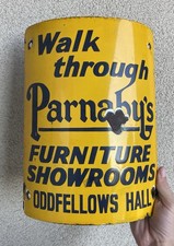 Early Porcelain Parnabys Furniture Showrooms curved pole Sign original picture