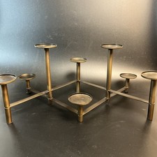 Vtg Folding Brass Metal Candelabra Pillar Candle Holder Fireplace Articulated picture