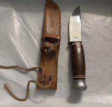 Vintage Ka-Bar Kabar 1203 USA Fixed Blade Hunting Knife Leather Handle Bd13 picture