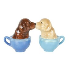 Pacific Giftware Kissing Labrador Puppies in Tea Cup Salt and Pepper Shaker Set picture