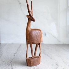 MCM Hand Carved Gazelle / Kudu Wooden Figurine - Made in Kenya - 12.5