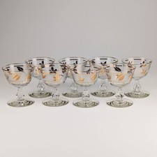 LIBBEY 8 Golden Foliage 6.5 oz Sherbets 22K Gold 50s-70s MCM Retro Vtg picture