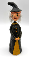 Monnie Wilson Folk Art Papier Mache Bobble Witch Figurine Halloween picture