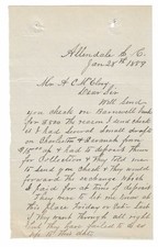 1889 Allendale SC Letter From Mayes - Money picture