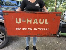VINTAGE U-HAUL RENTALS ADVERTISING U SIGN Tailgate Rare Dealer Wood Metal picture