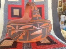 Vtg Pauline Setalla Hopi Indian Pottery Redware Basket Pot 8” x 6.5” Nice Design picture