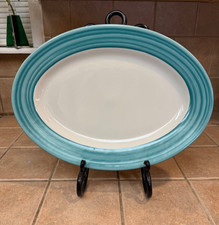 Vintage Homer Laughlin Turquoise Oval Serving Platter 15.5