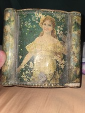 Antique Victorian Art Nouveau Dresser Box – Romantic Lithograph Portrait Casketh picture