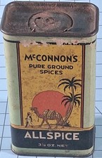 Vintage McConnon's Allspice Tin, Cardboard Sides, Nice Graphics. A7 picture