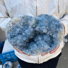 9.7lb Natural Blue Celestite Crystal Geode Quartz Cluster Rough Mineral Specime picture