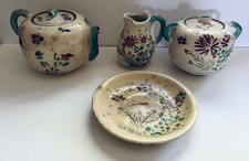 Antique Japanese Kinkozan Awata Satsuma Style Earthenware Tea Set picture