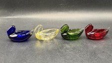 Vintage RARE BAYEL France Crystal Swan Salt Cellars Set of 4 Colored Glass picture