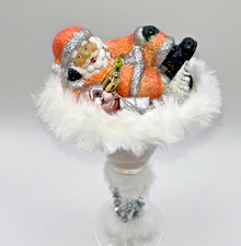 December Christmas Santa Peach Diamond Dust Glitter Peach Bellini Martini OOAK picture