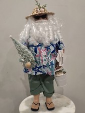 Christmas Beach Coastal Santa Claus Doll Figurine Figure Tabletop Decor 18