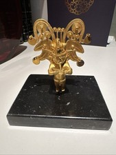 Vintage Pre-Columbian small statue  24k rolled gold From Museo Dorado picture