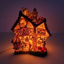 Spooky Hollow Hotel Lighted  Resin Halloween House 1997 Retired picture