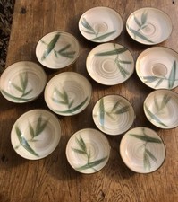 RARE COLLECTIBLE 1950s Showa Kasuga Japan Bamboo Set of 12 Dishes Valued 300+ picture