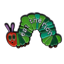Socialist Enamel Pin Eat Rich Brooch Pines Caterpillar Lapel Pins Badge On picture