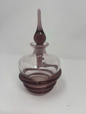 vintage hand blown art glass perfume bottle amythst spiral wrap design picture