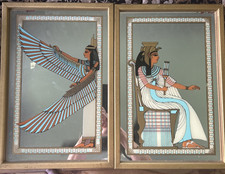 Vintage Turner Wall Art Accessory Egyptian Mirror Painted Art Egypt Pair picture