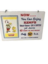 RARE VINTAGE 1950's KEMPS RESTAURANT DRIVE IN HANGING COFFEE SIGN 92 CENTS POUND picture