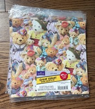 Hallmark Vintage TEDDY BEARS Gift Wrap 2 Sheets Collage NOS SEALED picture