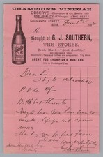 Vintage 1880s Billhead Receipt G J Southern Grocer Alton UK Champion Vinegar picture