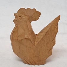 Japanese Netsuke Zodiac Chicken Hen Wooden Carved Figure Folk Craft Decor JP C49 picture