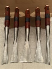 Custom Forged Long neck socket 5 Gouge Chisel Set # 3 Slight U 30mm - 10mm picture
