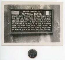 Vintage 1930's B&W photo / KEATS - SHELLEY Memorial House - ADONAIS Poem US Flag picture