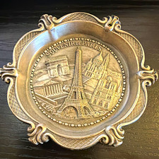 Vintage Souvenir de Paris France Metal Souvenir Dish Made in France picture