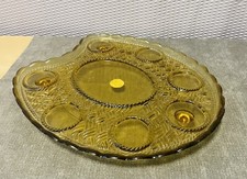 Antique Portieux Vallerysthal Rare Footed Basket Weave Glass Breakfast Set Dish picture