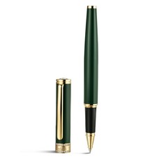 BEILUNER Green Lacquer Rollerball Pen, Diamond-Studded Cap, 24K Gold Trim picture