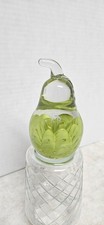 Glass Pear Paperweight Green picture