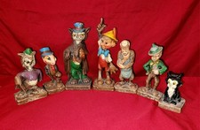 1940 SYROCO PINOCCHIO FIGURINES LOT (2 LARGE/5 MID-SIZE) WALT DISNEY PROD RARE picture